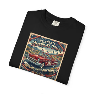 American Road Trip Vintage Car T-shirt, ?Celebrate America’s Road’ Graphic Tee - T-shirts - m