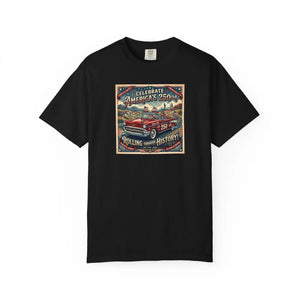 American Road Trip Vintage Car T-shirt, ?Celebrate America’s Road’ Graphic Tee - T-shirts - m