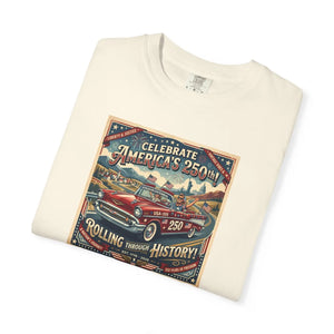 American Road Trip Vintage Car T-shirt, ?Celebrate America’s Road’ Graphic Tee - T-shirts - m