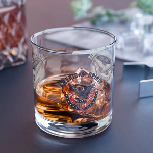 American Spirit Rocks Glass, Patriotic 10oz Whiskey Tumbler with Eagle Emblem - Tumblers