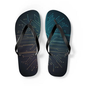 Circuit Pattern Flip Flops - Vibrant Summer Style - Dipaliz - l / Black Sole - Slippers