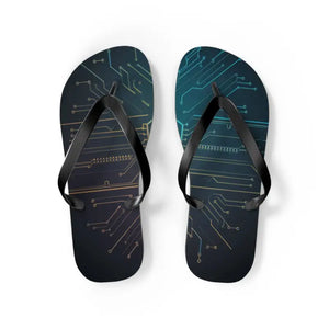 Circuit Pattern Flip Flops - Vibrant Summer Style - Dipaliz - m / Black Sole - Slippers