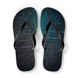 Circuit Pattern Flip Flops - Vibrant Summer Style - Dipaliz - Xl / Black Sole - Slippers