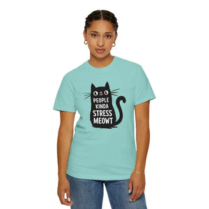 Kinda Stress Meowt Cat Tee - Soft Cotton Comfort - Dipaliz - Chalky Mint / s - T-shirts