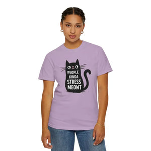 Kinda Stress Meowt Cat Tee - Soft Cotton Comfort - Dipaliz - Orchid / s - T-shirts