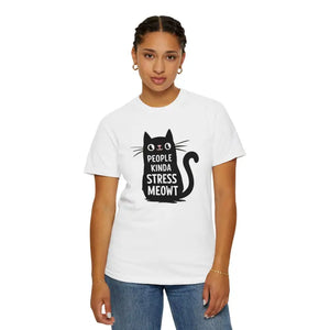 Kinda Stress Meowt Cat Tee - Soft Cotton Comfort - Dipaliz - White / s - T-shirts