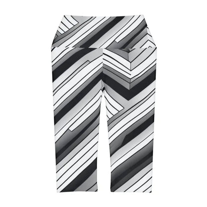 Amp Up your Yoga Gear with Abstract Grey & Black Capri Leggings - All Over Prints