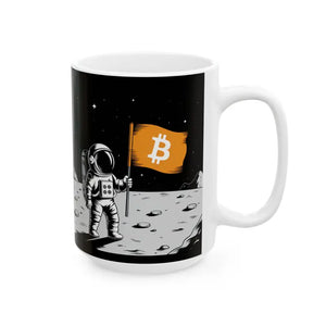 Mug - Astronaut Bitcoin Flag Ceramic - Crypto Space Design - Dipaliz