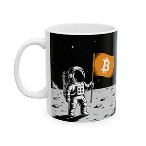 Mug - Astronaut Bitcoin Flag Ceramic - Crypto Space Design - Dipaliz