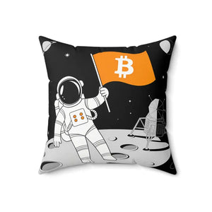 Astronaut Bitcoin Flag Polyester Square Pillow Space Decor - Dipaliz - Throw Pillows