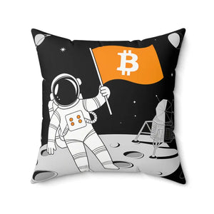 Astronaut Bitcoin Flag Polyester Square Pillow Space Decor - Dipaliz - 20’’ × - Throw Pillows