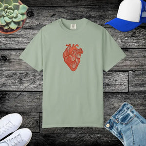 T-shirt - Anatomical Heart Graphic Tee Low Heat Garment Dyed Cotton - Dipaliz Bay / s