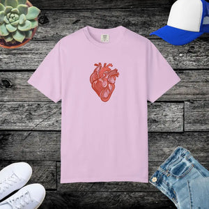 T-shirt - Anatomical Heart Graphic Tee Low Heat Garment Dyed Cotton - Dipaliz Orchid / s