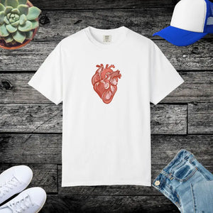T-shirt - Anatomical Heart Graphic Tee Low Heat Garment Dyed Cotton - Dipaliz White / s