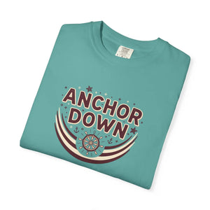 Anchor Down T-shirt, Nautical Ship Wheel Graphic Tee