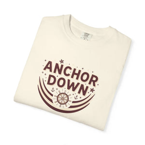 Anchor Down T-shirt, Nautical Ship Wheel Graphic Tee