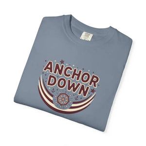 Anchor Down T-shirt, Nautical Ship Wheel Graphic Tee