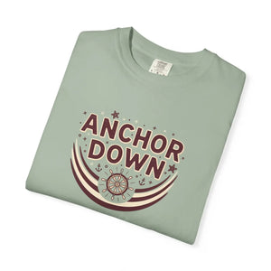 Anchor Down T-shirt, Nautical Ship Wheel Graphic Tee
