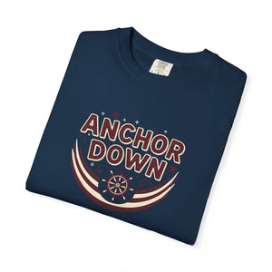 Anchor Down T-shirt, Nautical Ship Wheel Graphic Tee