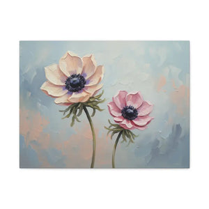 Canvas - Anemone Floral Art Natural Pine Frame Wall Decor Dipaliz 24″ x 18″ (horizontal) / 1.25’’
