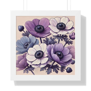 Elegantly Framed Anemone – Vertical Art Print - Dipaliz - Prints