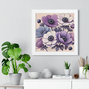 Elegantly Framed Anemone – Vertical Art Print - Dipaliz - Prints
