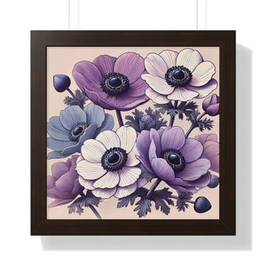 Framed Anemone Flowers Vertical Poster - Vibrant Art - Dipaliz - 16″ x / Walnut - Prints