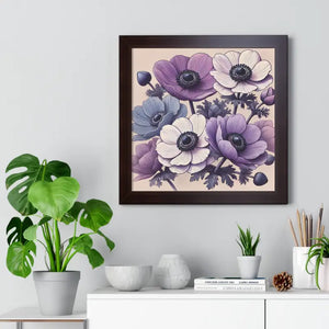 Framed Anemone Flowers Vertical Poster - Vibrant Art - Dipaliz - Prints
