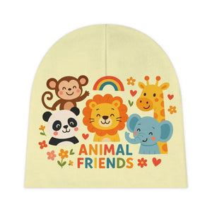 Animal Friends Baby Beanie - Soft Safari Print Hat - Dipaliz - one Size / White - & Toddler Hats