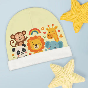 Animal Friends Baby Beanie - Soft Safari Print Hat - Dipaliz - one Size / White - & Toddler Hats
