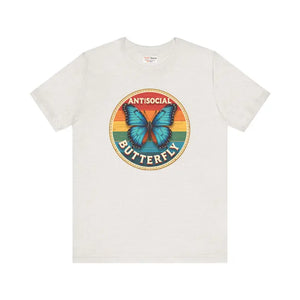 Antisocial Butterfly Graphic Tee Premium Jersey Unisex - Dipaliz - Heather Cement / Xs - T-shirts