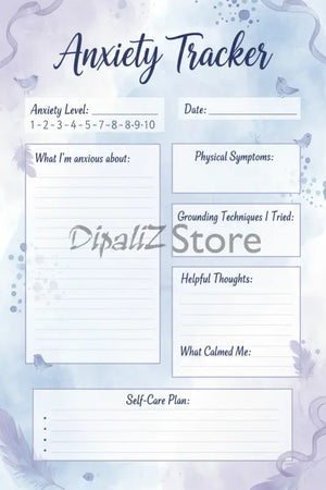 Digital Downloads - Anxiety Tracker Printable - Mental Wellness Journal - Dipaliz