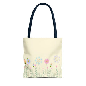 Aop Tote Bag - Wild Flowers All Over Print - Dipaliz - 13’’ × / Navy - Bags