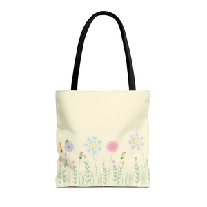 Aop Tote Bag - Wild Flowers All Over Print - Dipaliz - 16’’ × / Black - Bags