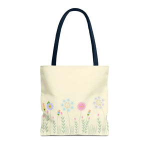 Aop Tote Bag - Wild Flowers All Over Print - Dipaliz - 16’’ × / Navy - Bags
