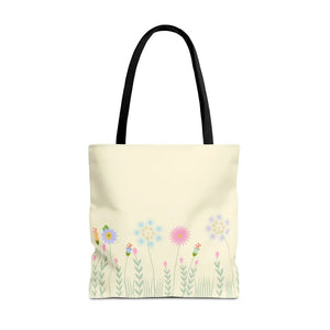 Aop Tote Bag - Wild Flowers All Over Print - Dipaliz - 18’’ × / Black - Bags