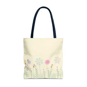 Aop Tote Bag - Wild Flowers All Over Print - Dipaliz - 18’’ × / Navy - Bags