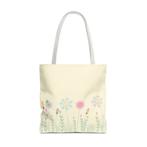 Aop Tote Bag - Wild Flowers All Over Print - Dipaliz - 18’’ × / White - Bags