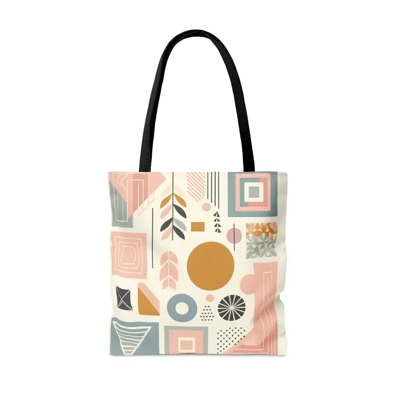 Vibrant Pastel Geometric Tote with Black Cotton Handles - Bags