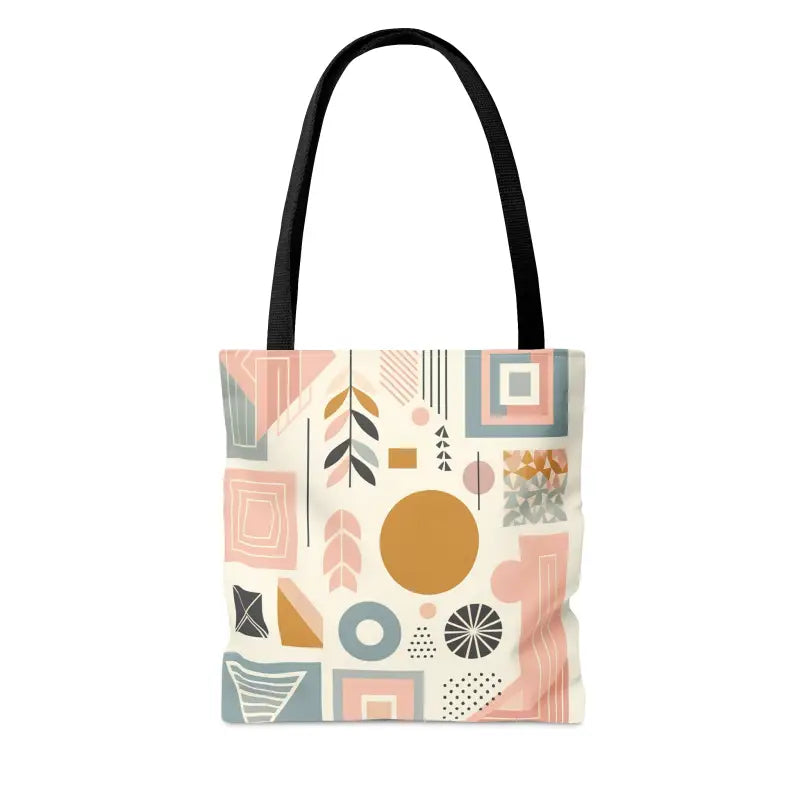 Vibrant Pastel Geometric Tote with Black Cotton Handles - Bags