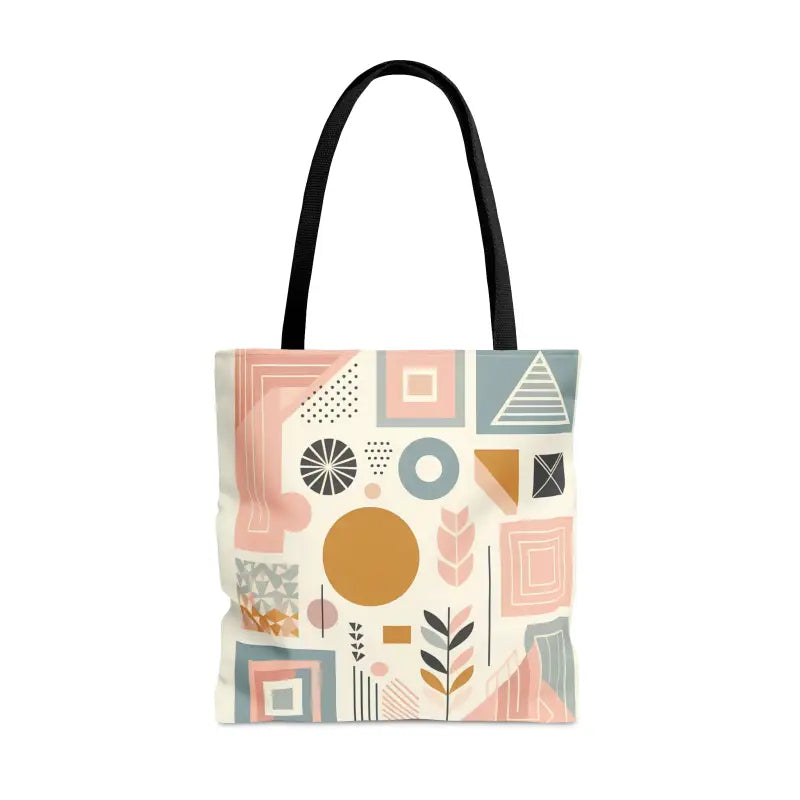 Vibrant Pastel Geometric Tote with Black Cotton Handles - Bags