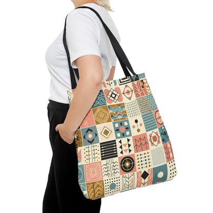 Dazzle with a Pastel Geometric Pattern Aop Tote Bag - Large Bags