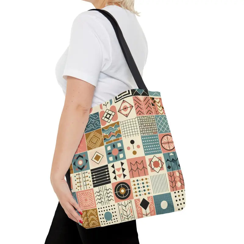 Dazzle with a Pastel Geometric Pattern Aop Tote Bag - Medium Bags