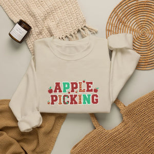 Apple Picking Crewneck Sweatshirt, Autumn Orchard Graphic Pullover - Sweatshirts
