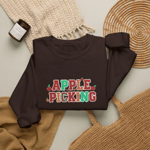 Apple Picking Crewneck Sweatshirt, Autumn Orchard Graphic Pullover - Sweatshirts