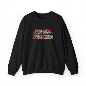 Apple Picking Crewneck Sweatshirt, Autumn Orchard Graphic Pullover - Sweatshirts
