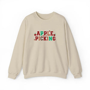 Apple Picking Crewneck Sweatshirt, Autumn Orchard Graphic Pullover - Sweatshirts