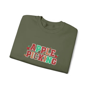 Apple Picking Crewneck Sweatshirt, Autumn Orchard Graphic Pullover - Sweatshirts