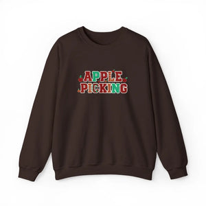 Apple Picking Crewneck Sweatshirt, Autumn Orchard Graphic Pullover - Sweatshirts