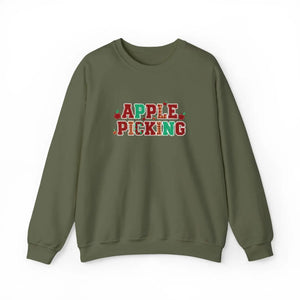 Apple Picking Crewneck Sweatshirt, Autumn Orchard Graphic Pullover - Sweatshirts